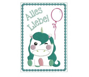 Stickdatei - ITH Postkarte Einhorn Alles Liebe